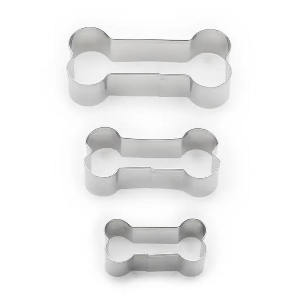 Fox Run Stainless Steel Dog Bone Cookie Cutter Set 3 Piece with Storage Tin 3683
